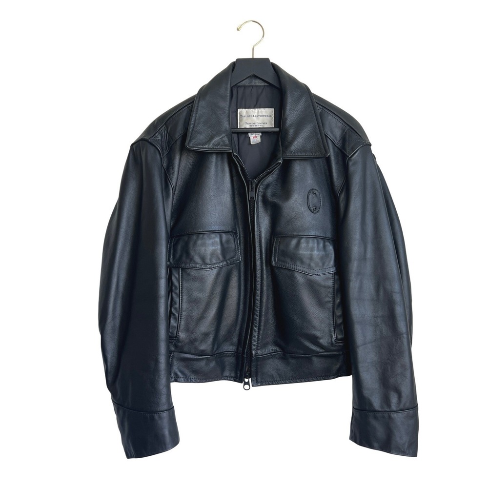 Taylors‎ Leatherwear Mens Black Leather Police Jacket Thinsulate Size 42 S USA